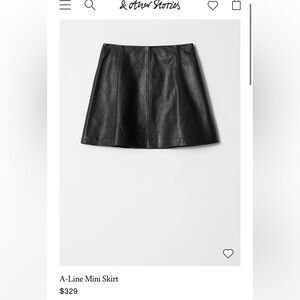 & other stories Black Leather Skirt Size 6 NWT